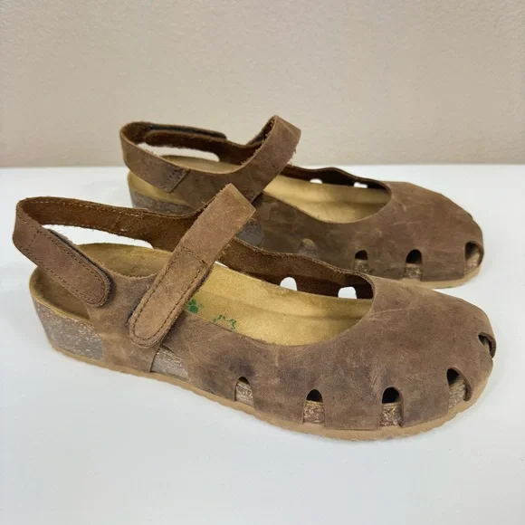 Bionatura leather Mary Jane cork heel shoes Brown Comfort - Picture 2 of 12